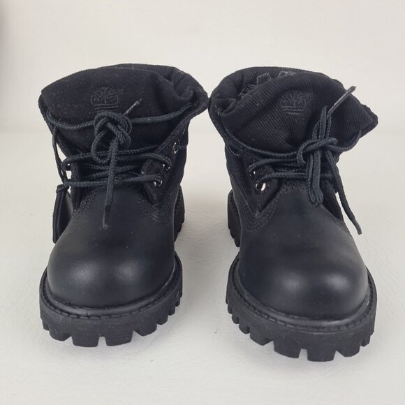 Timberland Roll Top Impermeable TODDLER Boots Waterproof Black Size 6C - Picture 4 of 9
